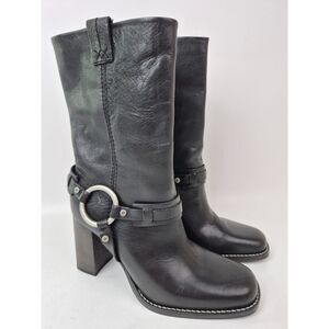 Free People Women's Black Leather Hayden Harness Bootie Size 6.5